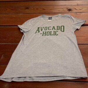 Modern Lux “Avocado-Holic” Graphic Tee Gray, Size L, Funny Food Shirt